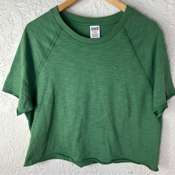 PINK VS | Summer Lounge Cotton Short Sleeve Cropped Oversized Shirt Size M - Picture 3 of 11